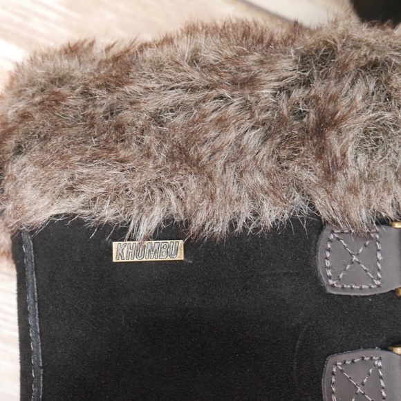 Khombu Black Faux Fur Winter Boots Size 8 - Picture 6 of 7